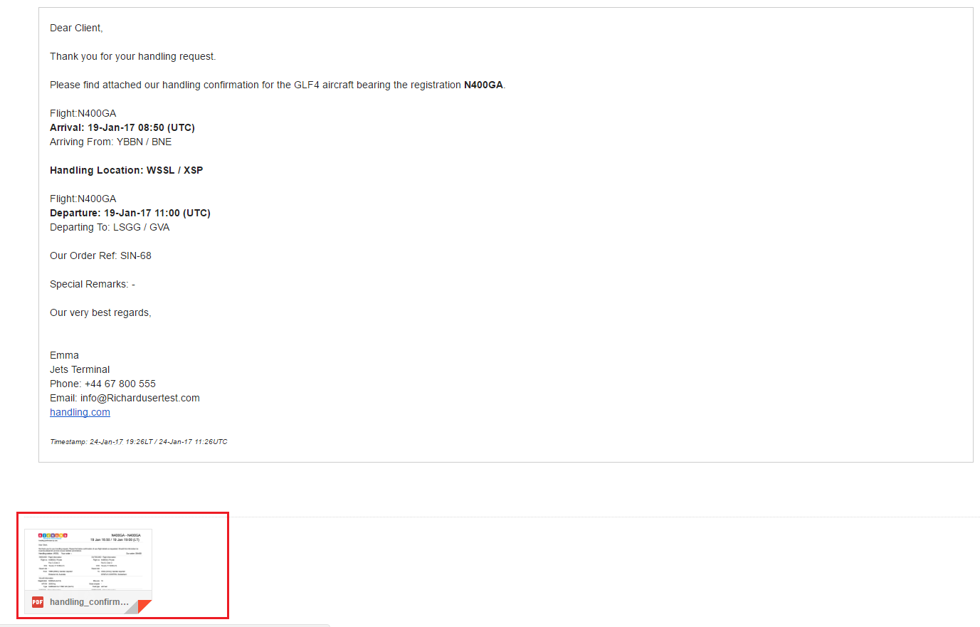 How to auto-attach backup documentation to the handling confirmation ...