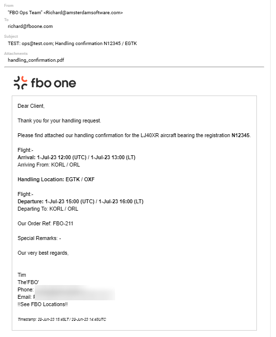 Handling confirmation e-mail – FBO One Helpdesk